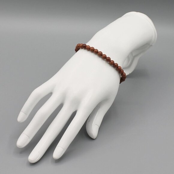 Jewelry bracelet gold sandstone natural stone bead beaded stretch brand new - Picture 4 of 7